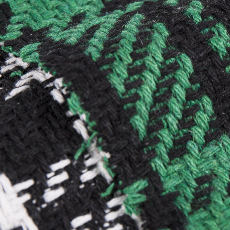 Şeffaf Doku Dokuma Yeşil Siyah Ekose Kareli Tüvit Kumaş 2397