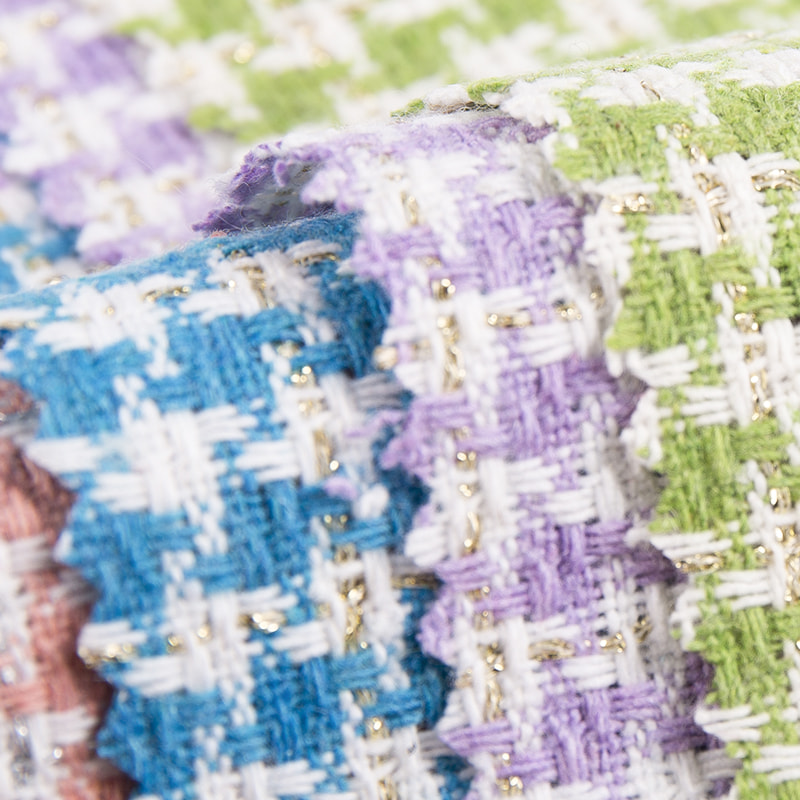 Kadın Montları İçin Metalik Kimyasal Elyaf Fırıldak Ekose Tüvit Kumaş