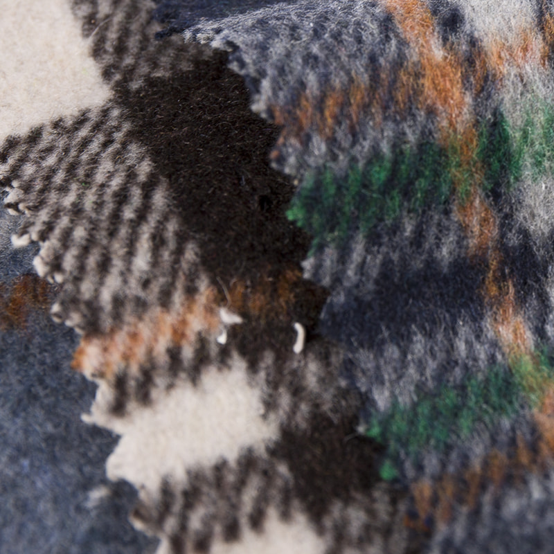 Kahverengi Mavi Ekose Kareli Jakarlı Tüvit Kumaş 3510