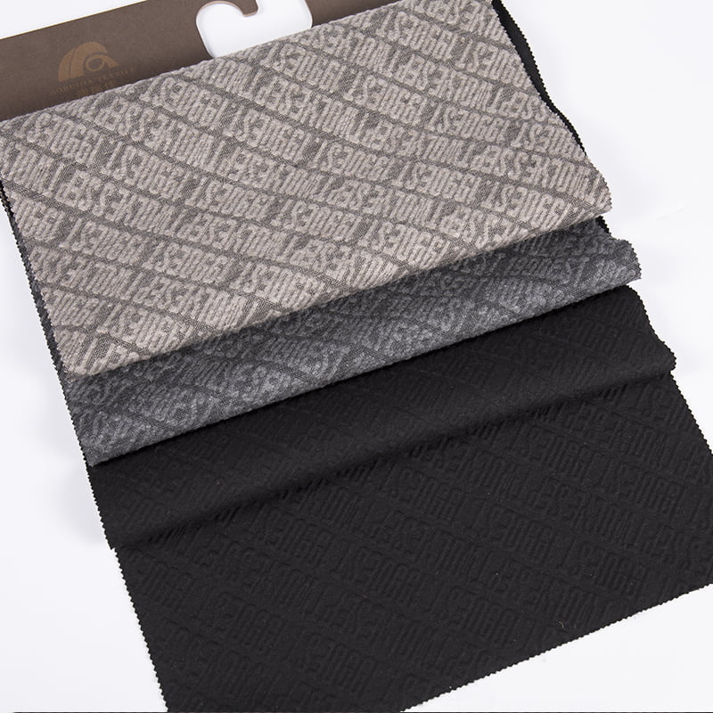 Kabartmalı Mektup Dimi Örme Jakarlı Polyester Viskon Spandex Spor Giyim Kumaşları AW23016