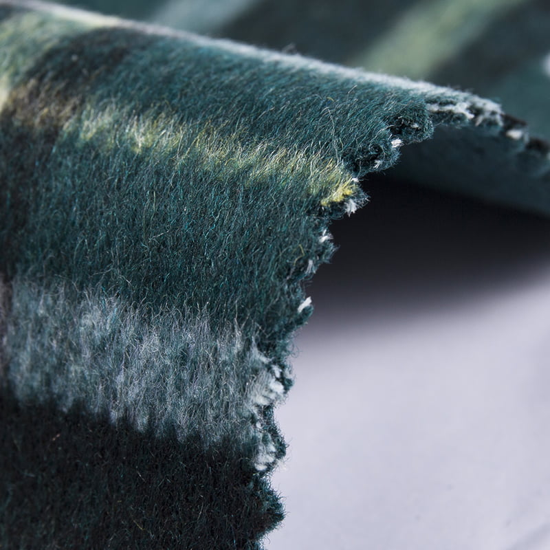 Yeşil Vichy Pencere Camı Karışımı Paltolar için Kontrol Ekose Dokuma Polar Kumaş SH2409