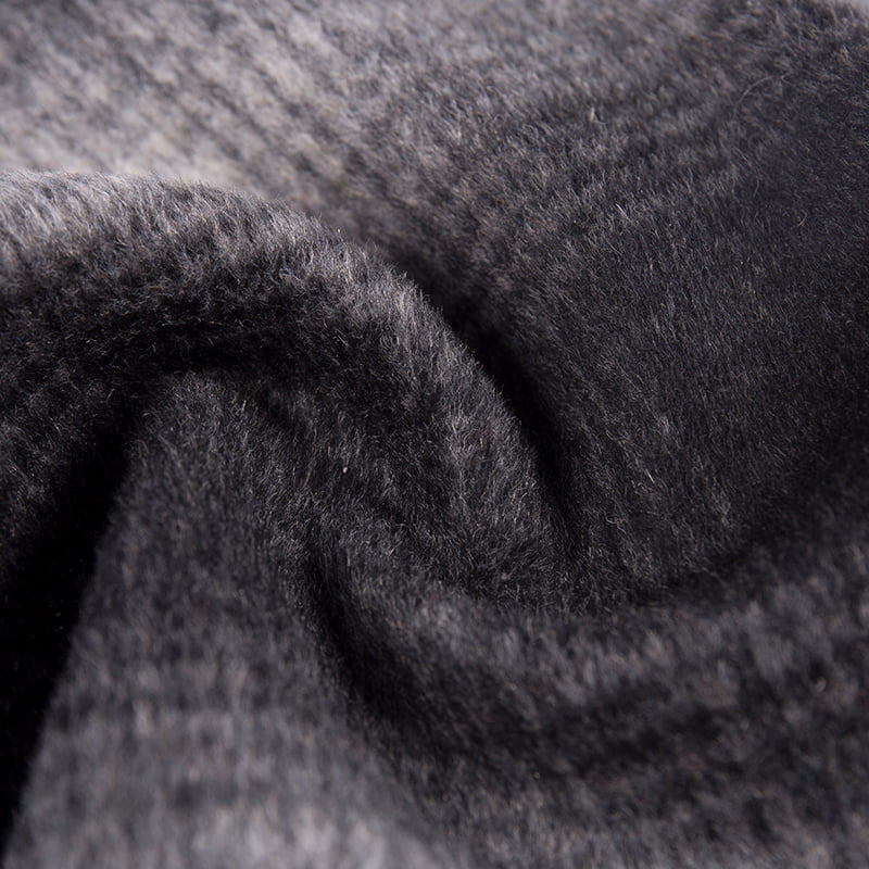Siyah Gri Kareli Ekose Fırça Dokuma Polar Kumaş ZZH24010