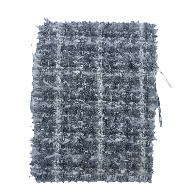 Kadın Giysileri İçin İnce Doku Gri Ekose Kabartmalı Tüvit Kumaşlar 23503