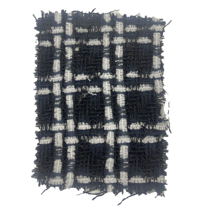 Giyim için Zamansız Siyah Yün Ekose Dokuma Tüvit Kumaşlar 23545