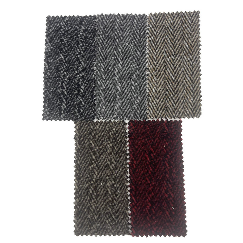 Siyah Kırmızı Yün Balıksırtı Fırçası Giysiler İçin Kalın Tüvit Kumaşlar 4298